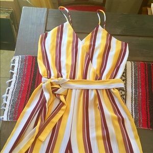 Gold and Maroon Striped Jumpsuit